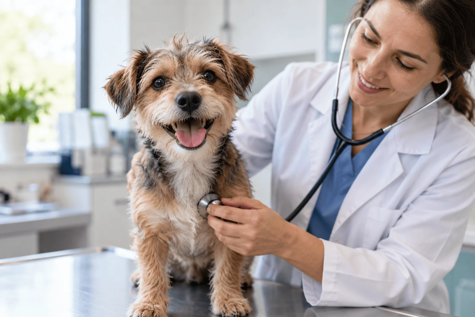 Cachorro jovem em atendimento veterinário