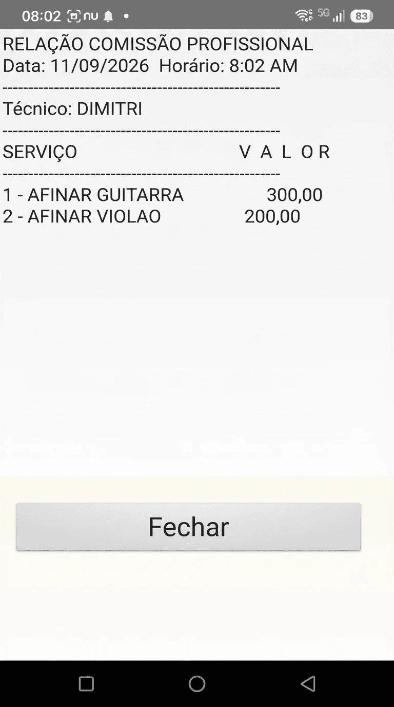 Tela do sistema