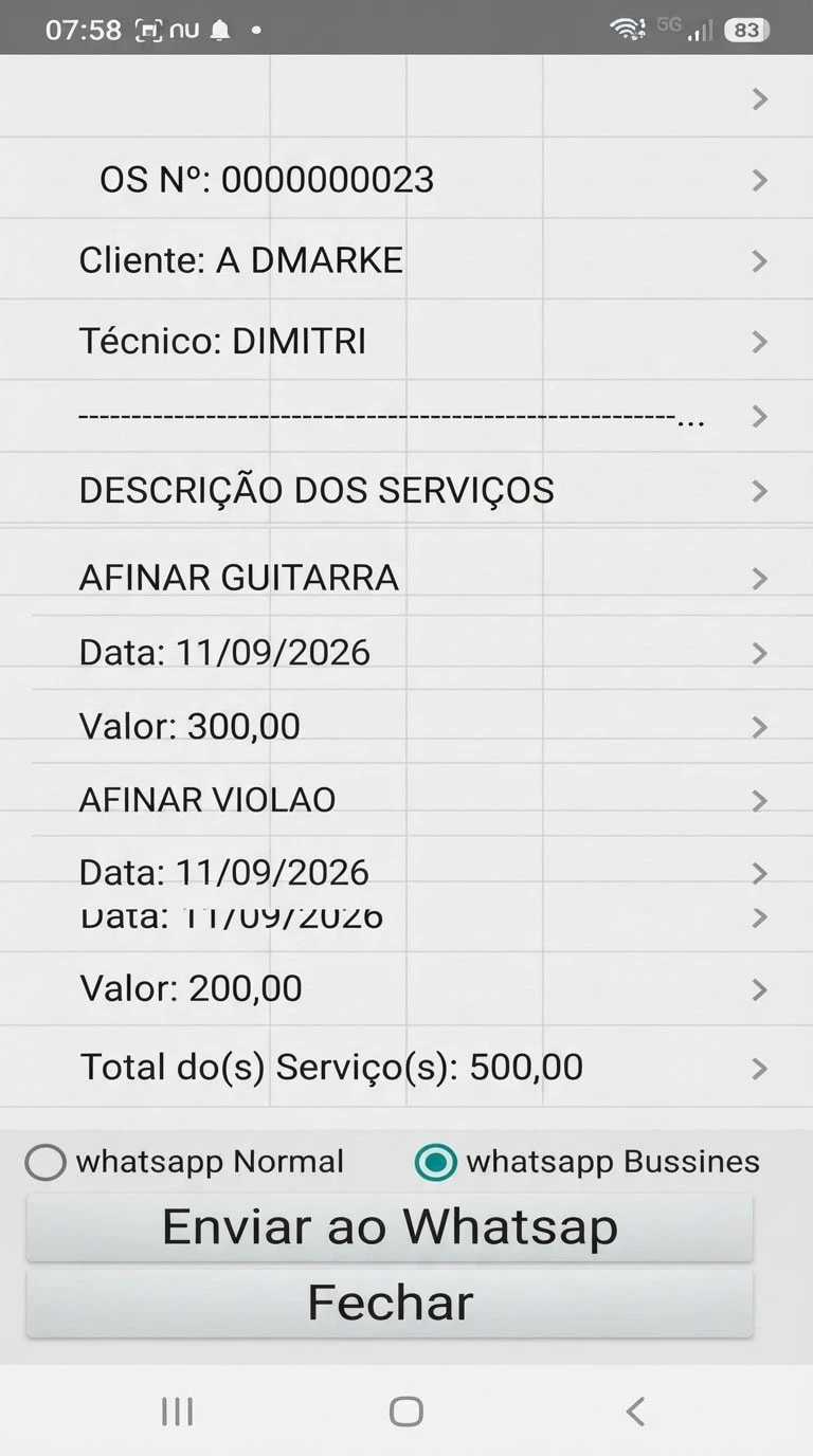 Tela do sistema